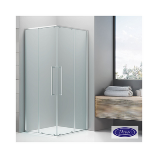 ΚΑΜΠΙΝΑ DEVON ELLI CORNER ENTRY 2+2 ΤΕΤΡΑΓΩΝΗ ΧΡΩΜΙΟ CLEAN GLASS