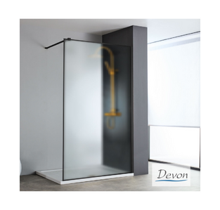 ΔΙΑΧΩΡΙΣΤΙΚΟ DEVON IWIS FLUTED WALK-IN BLACK MATT CLEAN GLASS